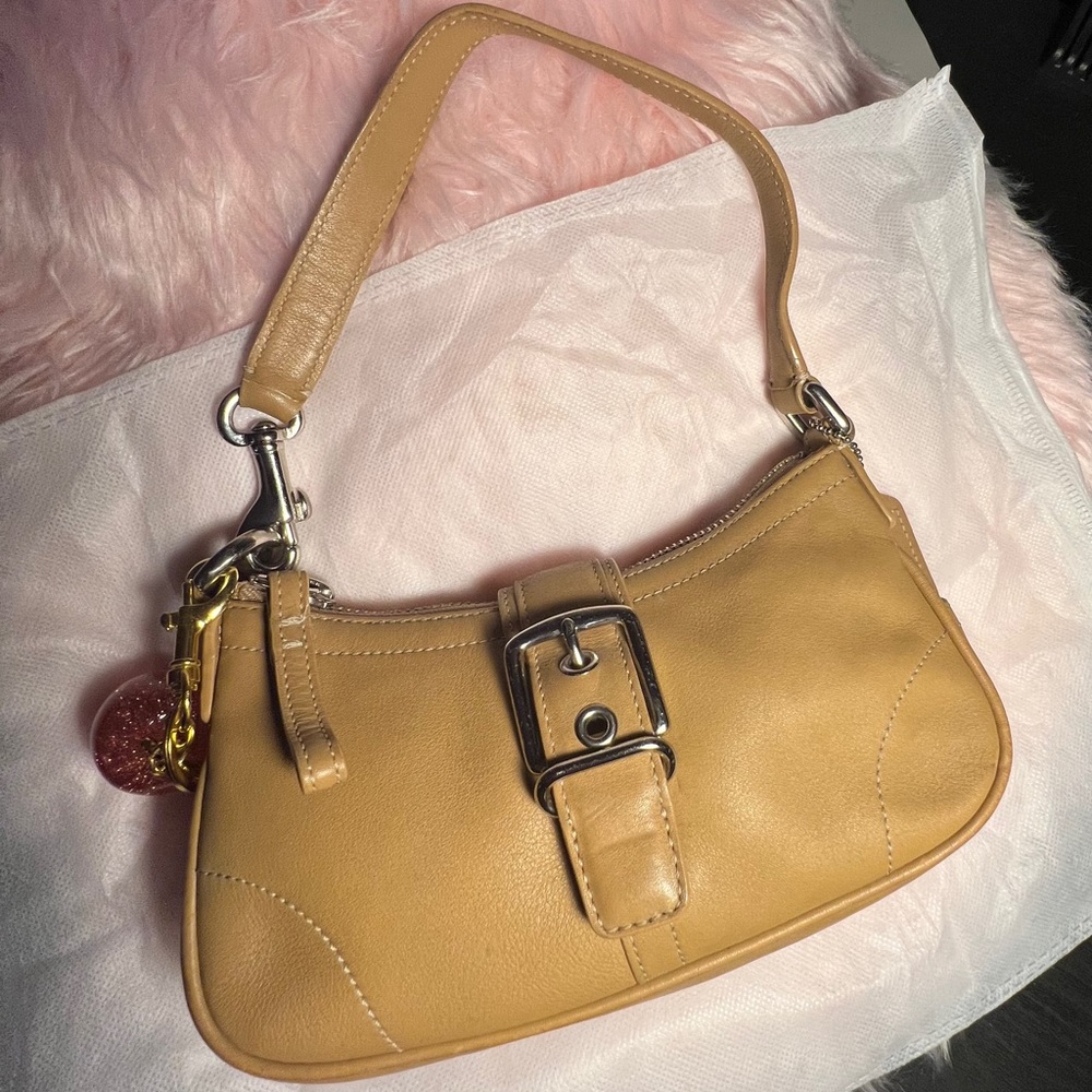 COACH Demi Baguette Leather Shoulder Bag in Tan - Y2K Mini Hobo Bag - Picture 2 of 15